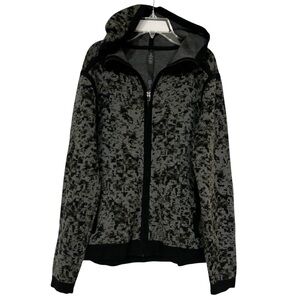 Lululemon Wind Down Hoodie Knit Jacket Black and Gray Size Medium